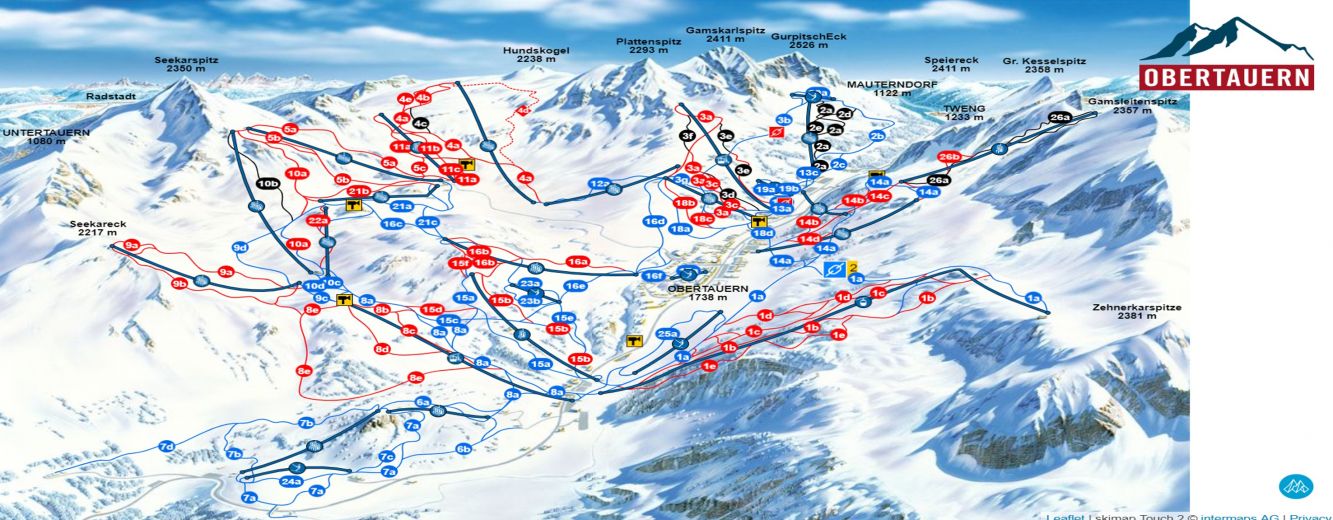 Ferienh User Und Ferienwohnungen Obertauern Chaletonline De   1333x520 Skigebieden Pistekaarten 30 